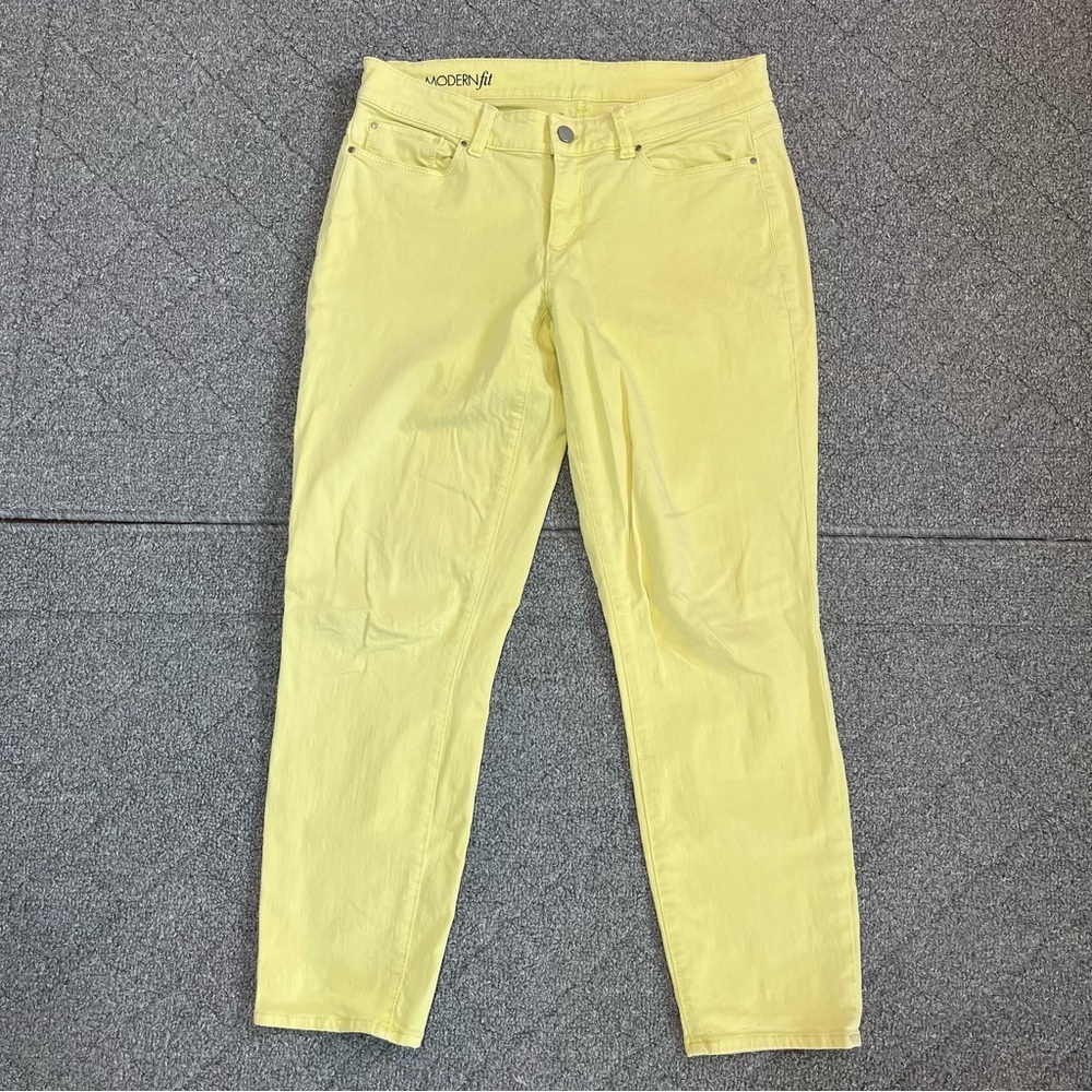 Ann Taylor Modern Fit Jeans Womens Size 6 Yellow Straight Leg Denim Stretch